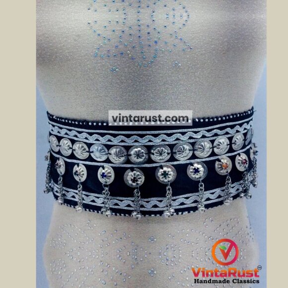 Vintage Afghan Belly Dance Belt: Tribal Boho Belt with Bells main image 5